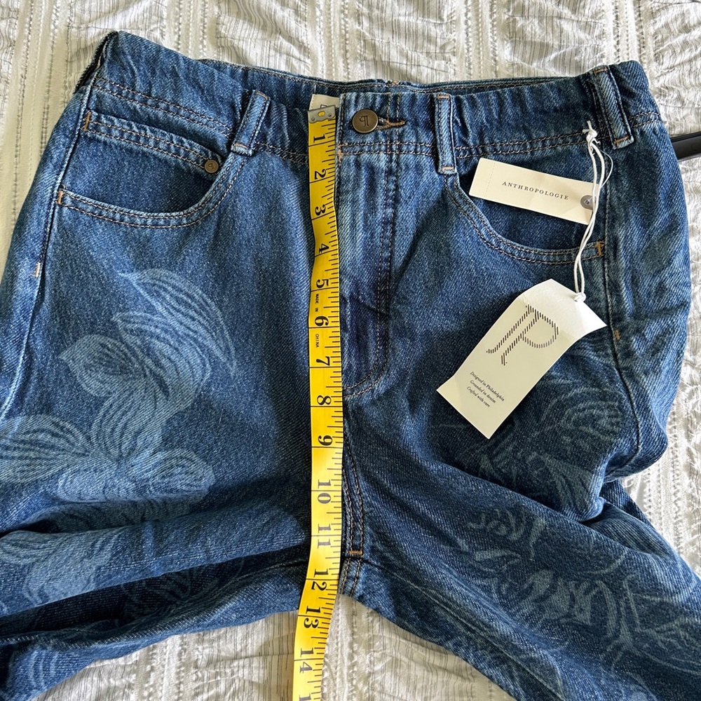 Pilcro Blue Floral Wide-Leg Flare Jeans - Picture 8 of 11